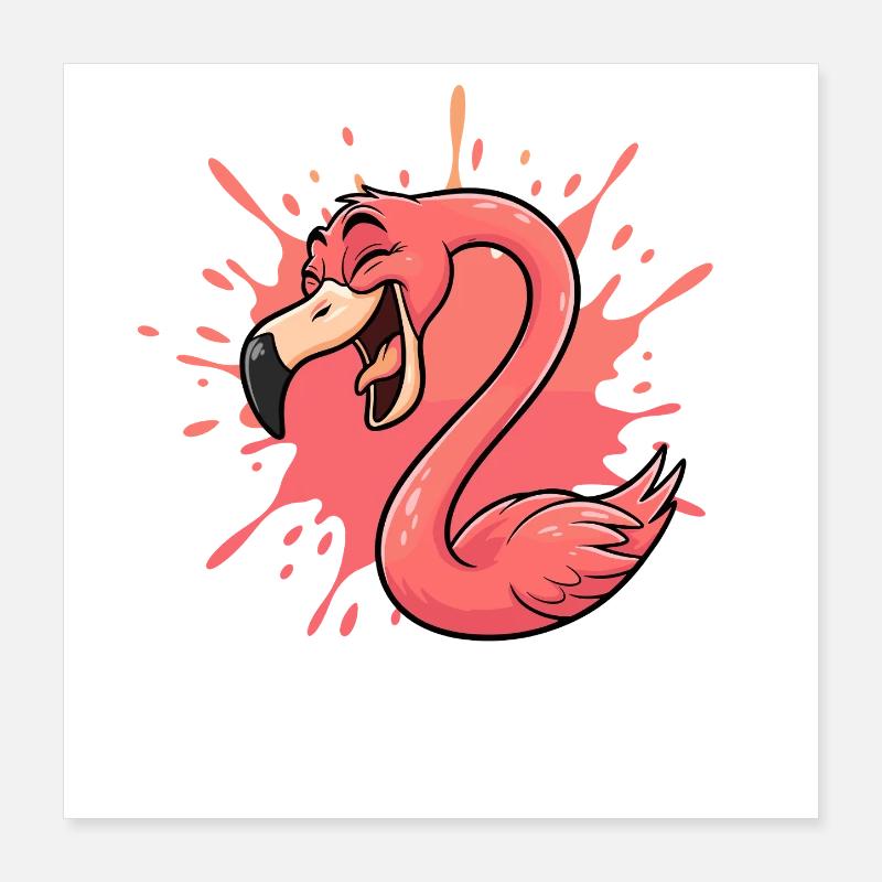Flamingo Spritz Cartoon Rose Poster 40 x 40 cm