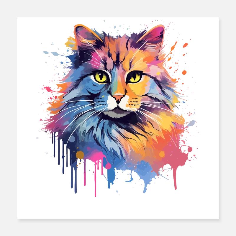Face de chat à queue courte américaine Poster 40 x 40 cm
