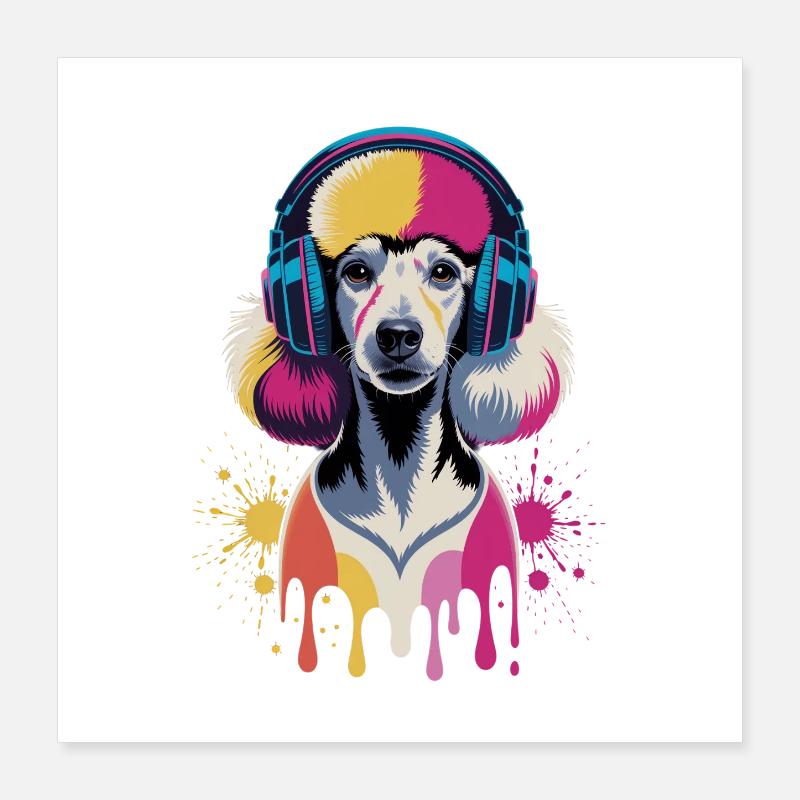 Casque Caniche Poster 40 x 40 cm