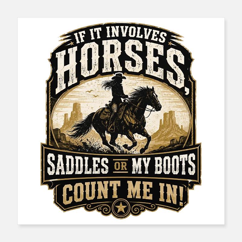Héros cheval : Selles ou bottes Poster 40 x 40 cm