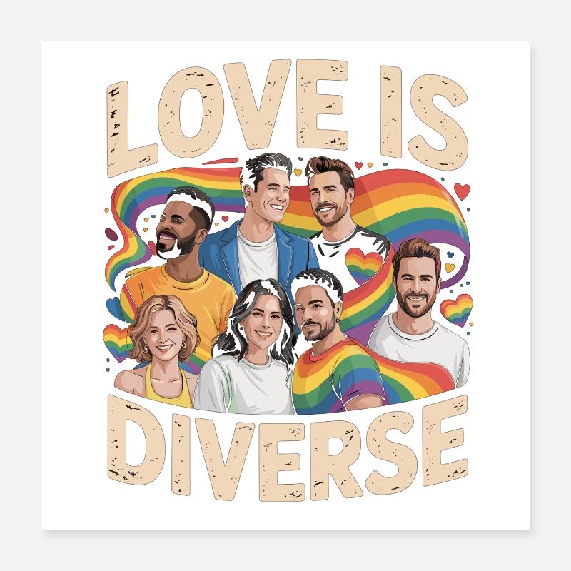 Love Is Diverse Pride Rainbow Poster 16" x 16" (40x40 cm)