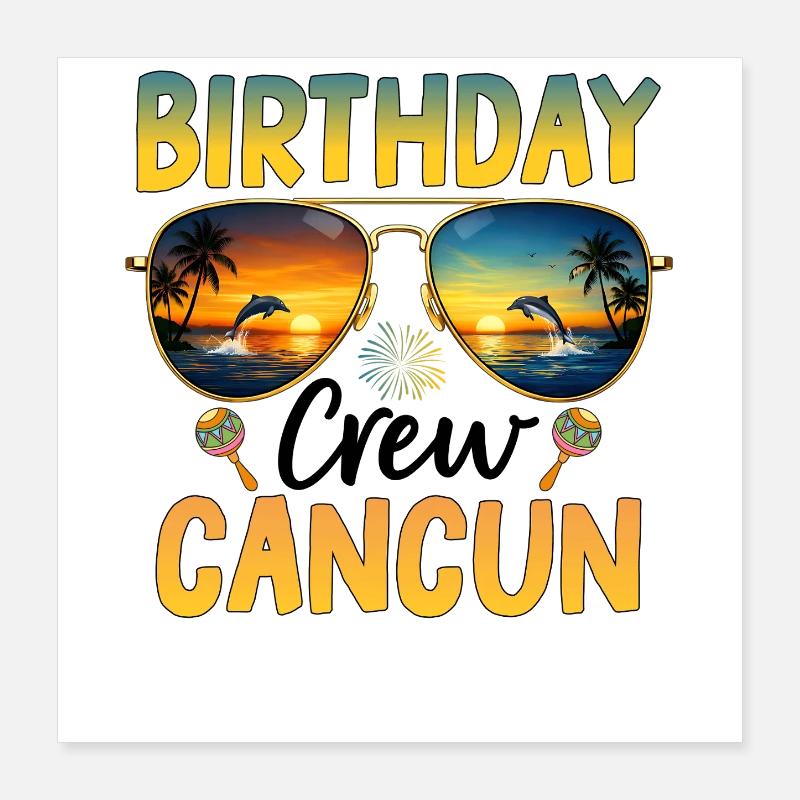 Équipe d’anniversaire Cancún Poster 40 x 40 cm