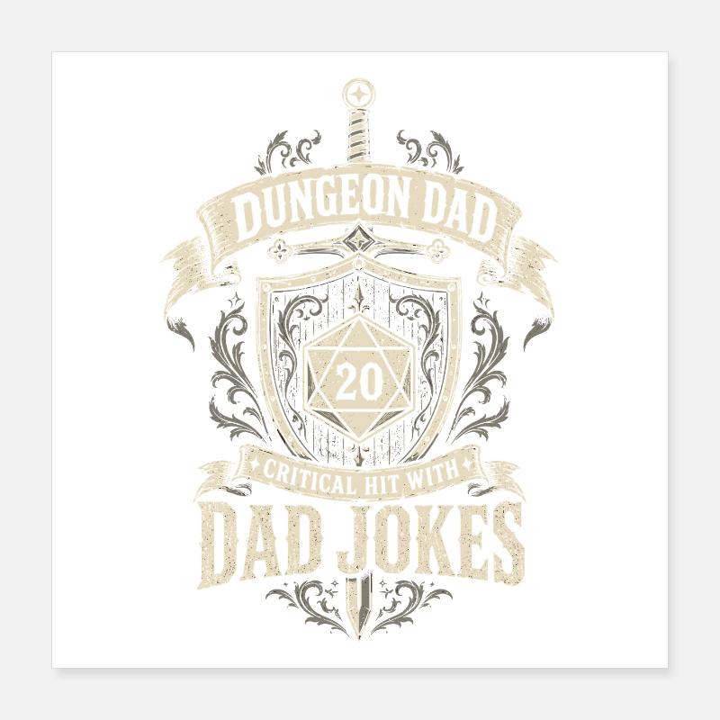 Fantasy Papa Dad Jokes Dice Shirt Poster 16" x 16" (40x40 cm)