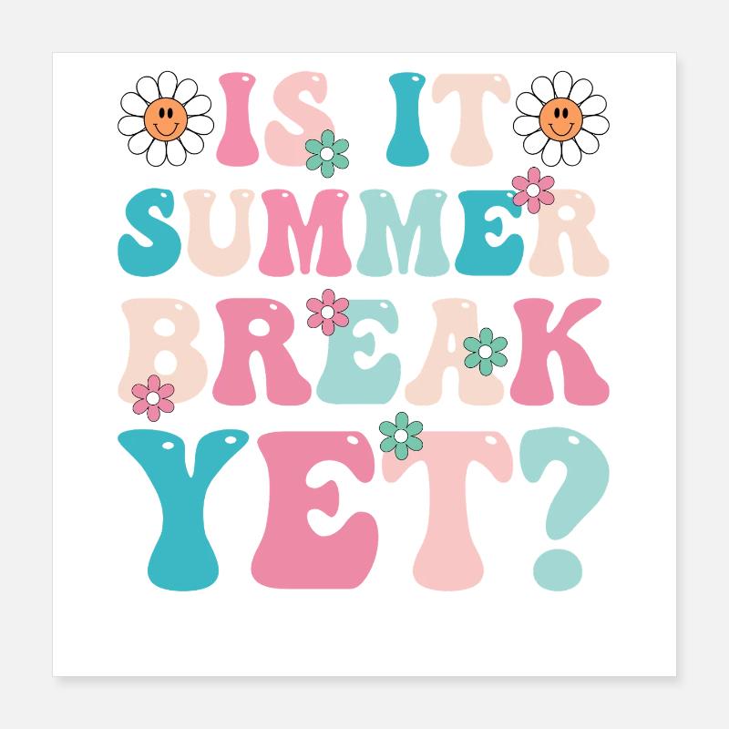Sommerpause Retro-Blumen Schriftzug Poster 40x40 cm