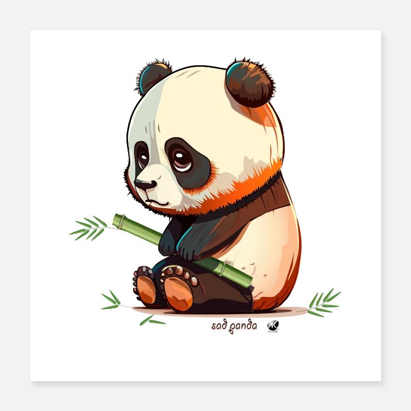 Trauriger Panda mit Bambus Sad Panda Poster 40x40 cm