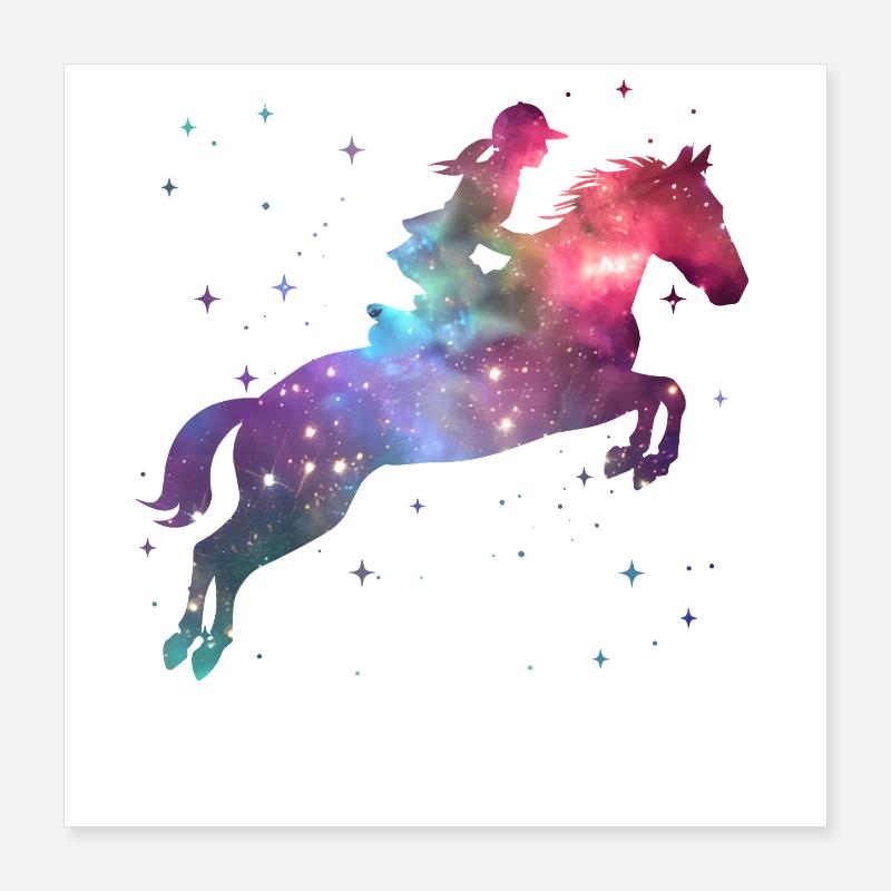 Cavalier équitation, cavalier de l’espace Chevaux Poster 40 x 40 cm