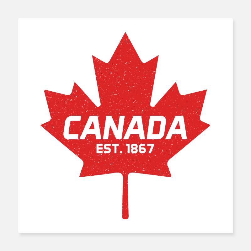 Canada Est, 1867, feuille d’érable du Canada millésime Poster 40 x 40 cm