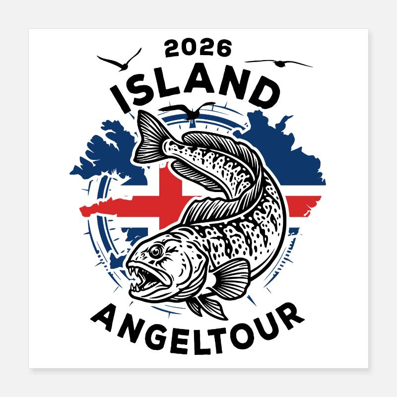 Island Angeltour 2026 Seewolf Geschenk Poster 40x40 cm