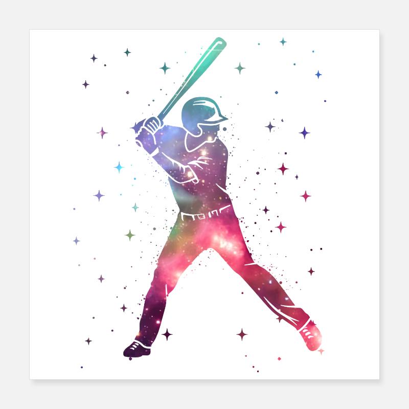 Baseball Player Kids Outer Space Baseball Player Poster 16" x 16" (40x40 cm)