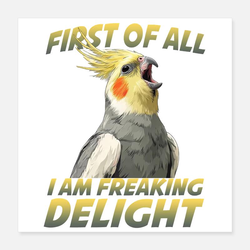 Humour de calopsitte Oiseau Calopsitte Perroquet Poster 40 x 40 cm