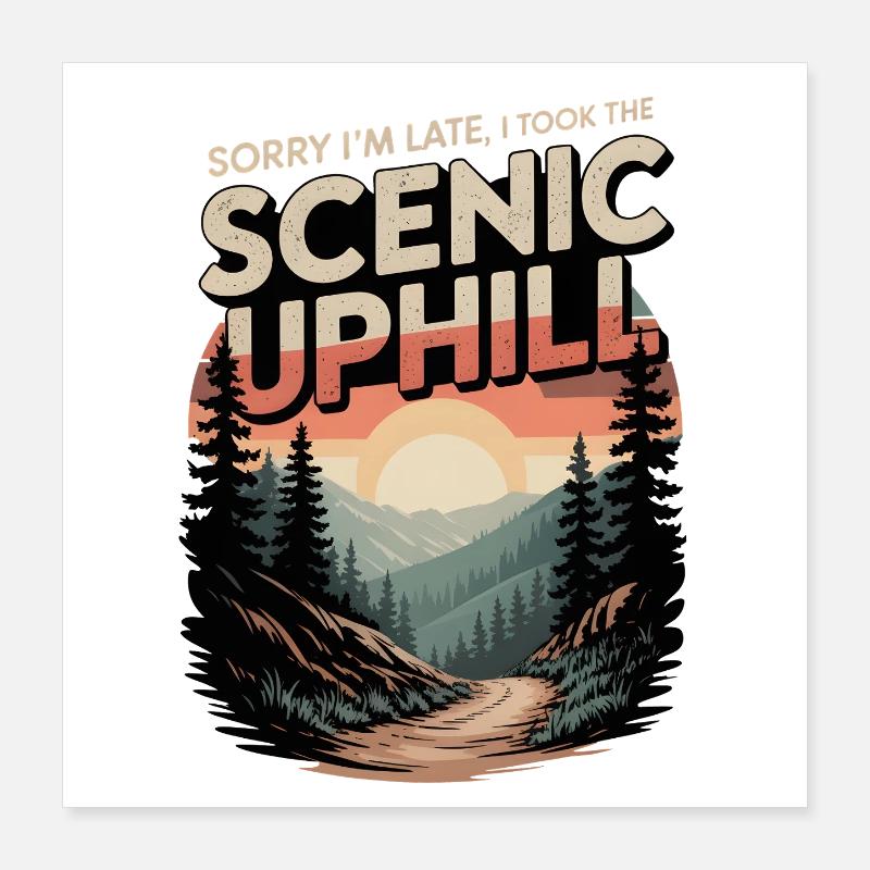 Zu spät: Panorama-Anstieg | Trailrunning Poster 40x40 cm