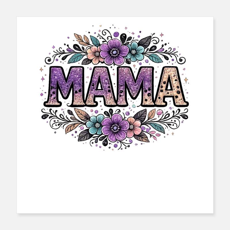 Mama-Geschenk: Retro-Mama-Visualisierung Poster 40x40 cm