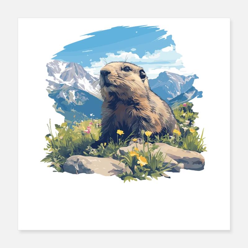 Marmots Groundhog Poster 16" x 16" (40x40 cm)
