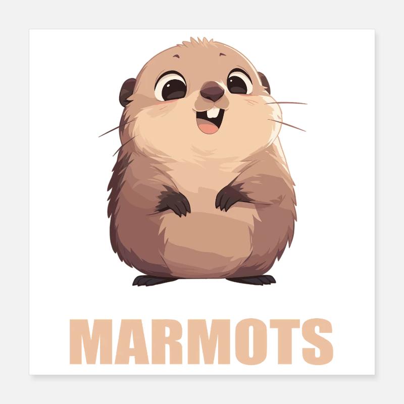 Marmottes Marmotte Poster 40 x 40 cm