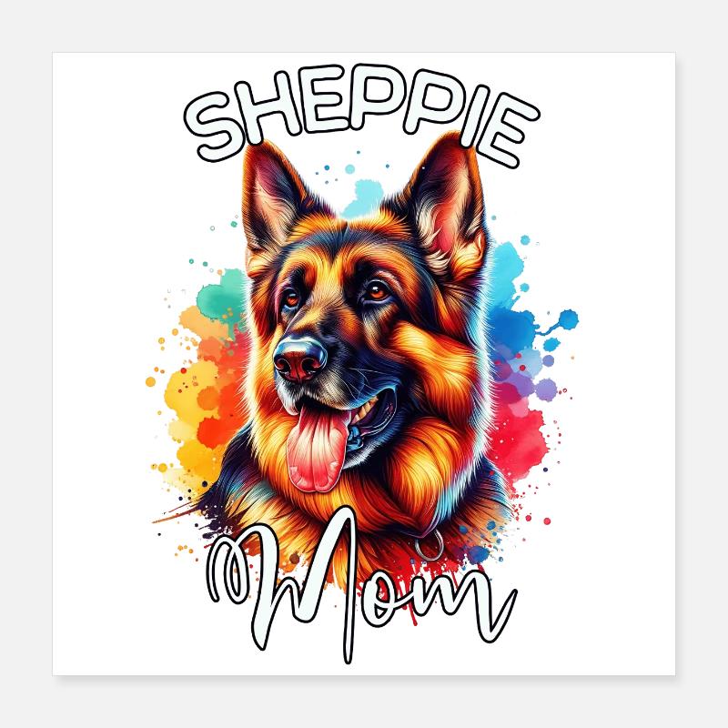 Deutscher Schäferhund Mama Poster 40x40 cm