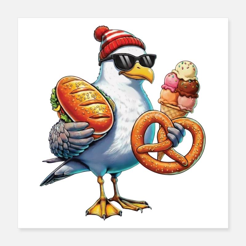 Glace bretzel à la mouette Poster 40 x 40 cm