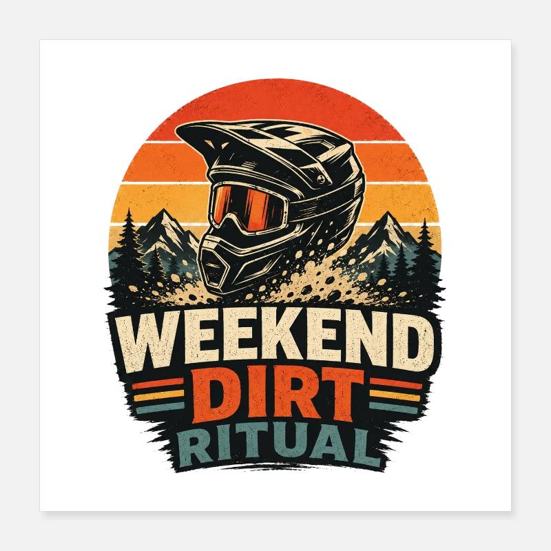 VTT Vélo Descendant Week-end Dirt Rituel Poster 40 x 40 cm