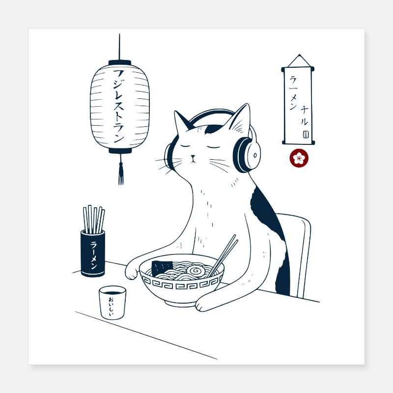 Ramen & Chill Katze Poster 40x40 cm