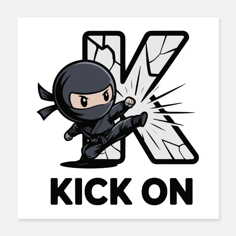 Ninja Kick Through K Logo Poster 40 x 40 cm