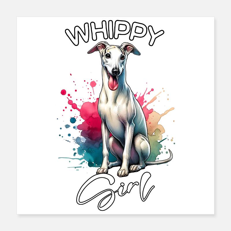 Whippet Mädchen Windhund Poster 40x40 cm