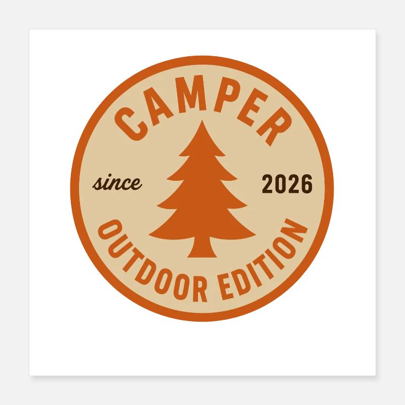 Camping Baum Abzeichen Outdoor Edition Poster 40x40 cm