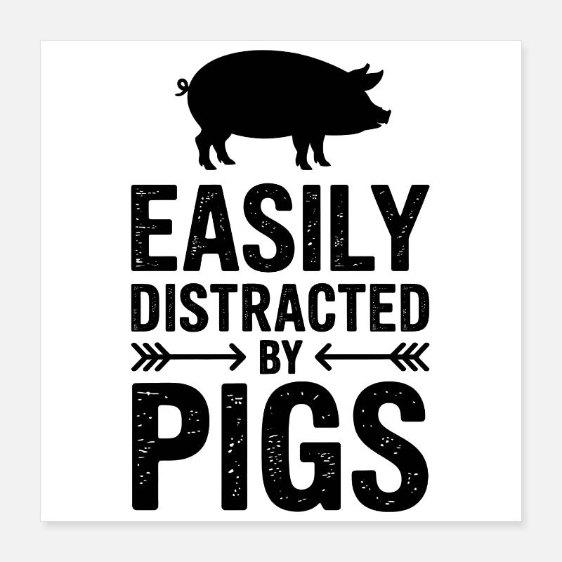 Dictons de cochons Cadeau drôle de cochons Poster 40 x 40 cm