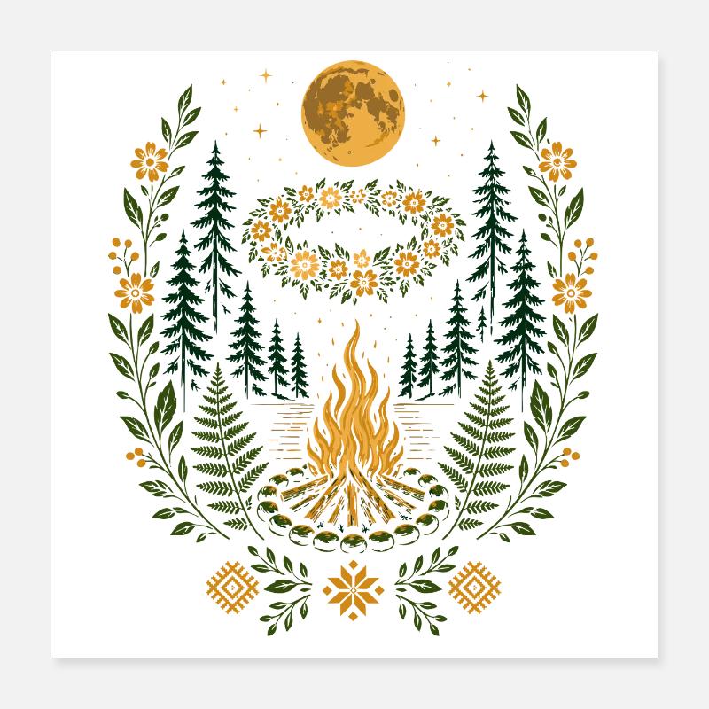 Feu de joie de la Nuit de Kupala Poster 40 x 40 cm