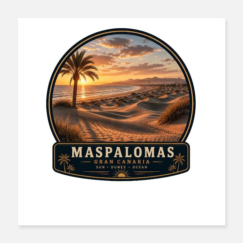 Coucher de soleil de Maspalomas à Gran Canaria Poster 40 x 40 cm