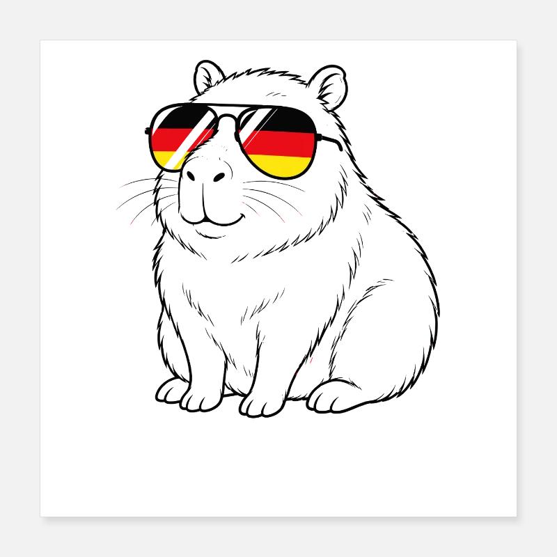 German flag Capybara German Germany Poster 16" x 16" (40x40 cm)