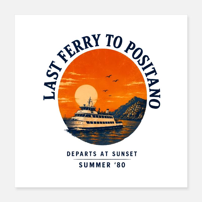 Coast Positano Mediterranean Poster 16" x 16" (40x40 cm)