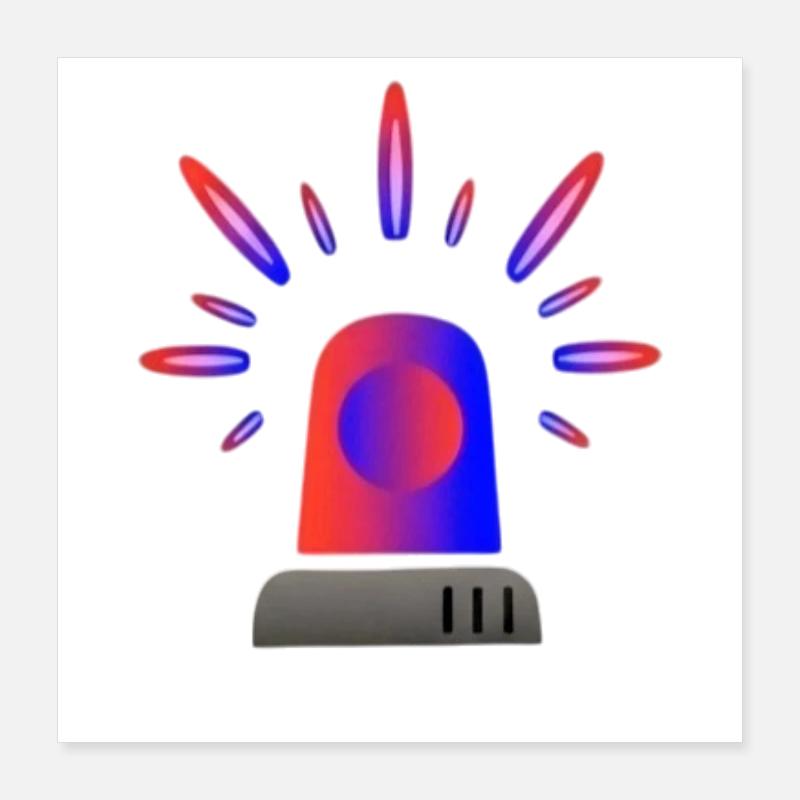 Red-Blue Siren Warning Light Poster 16" x 16" (40x40 cm)