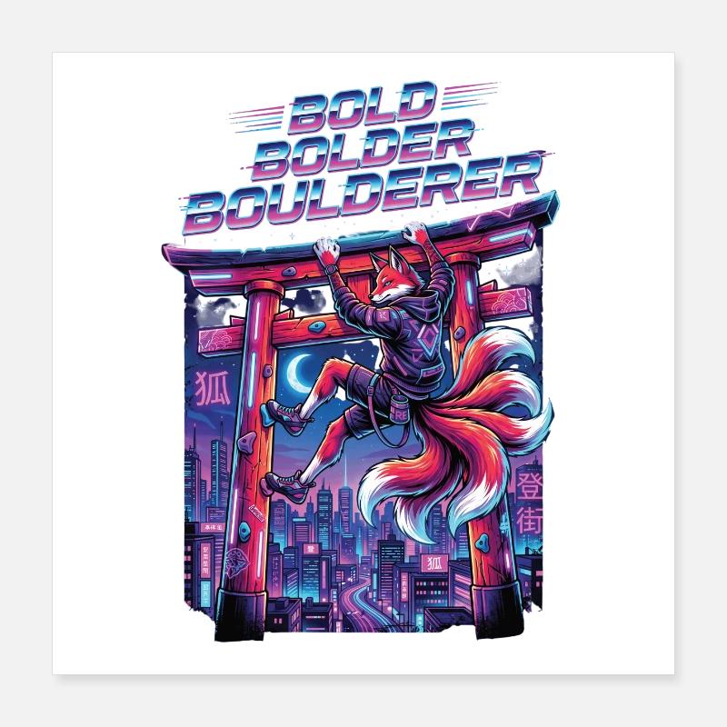 Bouldern Bold Bolder Boulderer Poster 40x40 cm