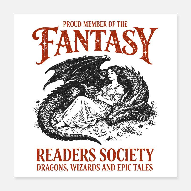 Livres de Lecture de Fantasy, Guilde, Dragons & Sorts Poster 40 x 40 cm