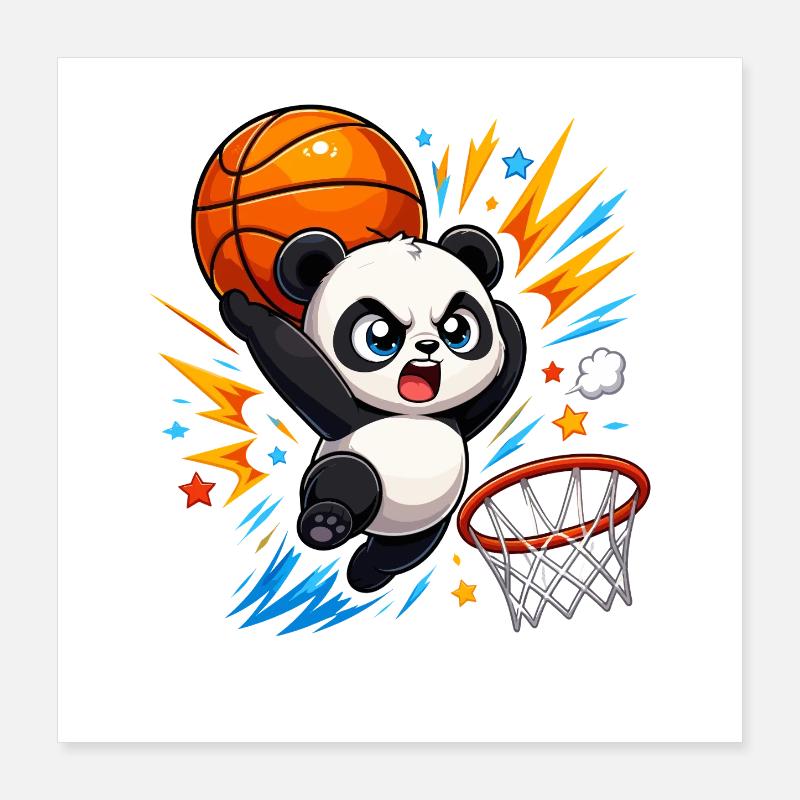 Kraftvoller Panda Slam Dunk Poster 40x40 cm