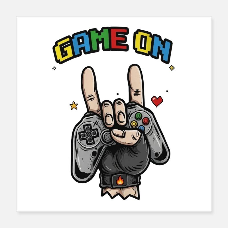 Illustration de signes de jeu sur la main Poster 40 x 40 cm