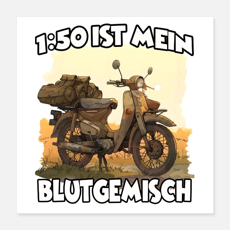Zweitakt-Kult Simson Motiv– Ostdeutsche Nostalgie  Poster 40x40 cm