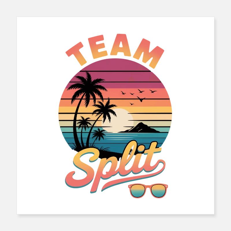 Team Split Sunset Retro Poster 16" x 16" (40x40 cm)