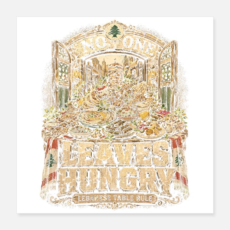 Libanon Libanese No One Leaves Hungry Poster 40x40 cm