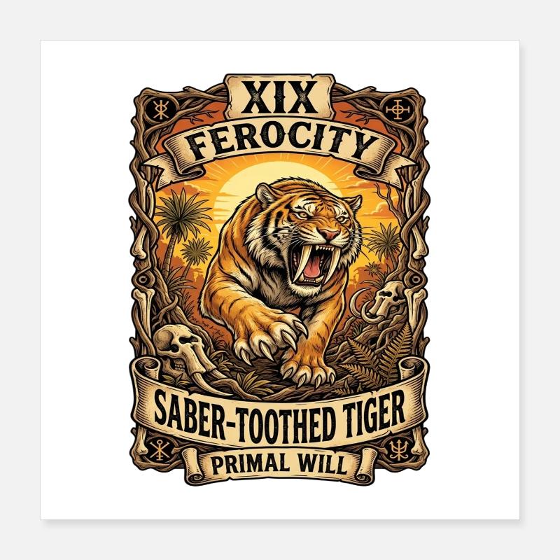 XIX Ferocity: Säbelzahntiger Poster 40x40 cm