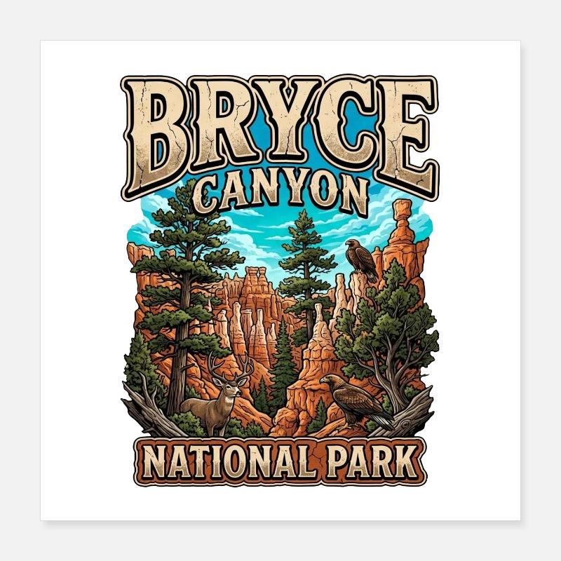 Illustration du parc national de Bryce Canyon Poster 40 x 40 cm