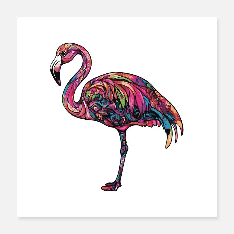 Flamingo Bunt Poster 40x40 cm