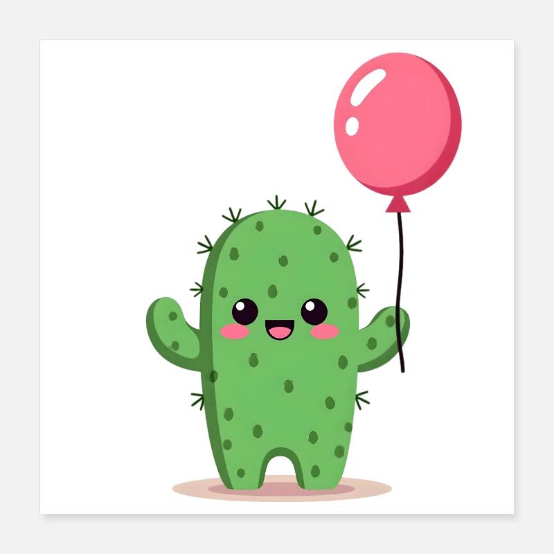 Kaktus mit Ballon Poster 40x40 cm