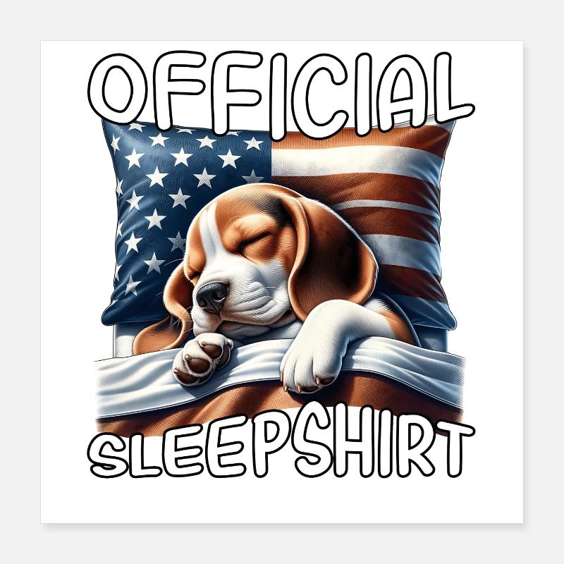 T-shirt de nuit Beagle US Poster 40 x 40 cm