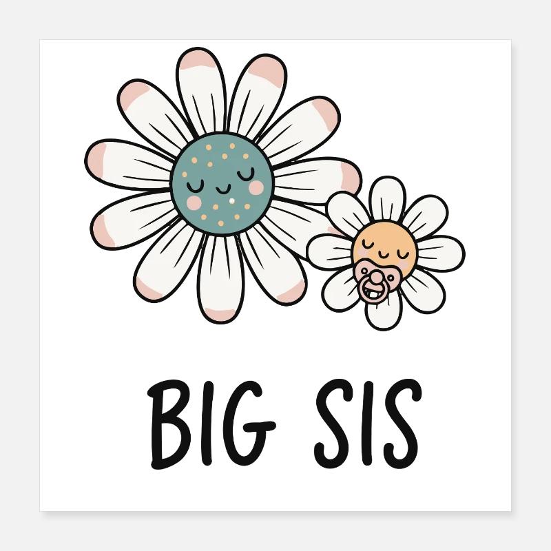 Geschlechter-Enthüllung Babyparty Große Schwester Große Schwester Mutter Poster 40x40 cm