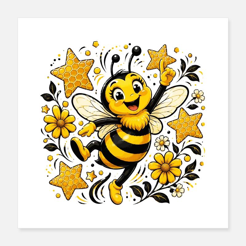 Bee Honey Beekeeper Honeycomb Bee Insect Poster 16" x 16" (40x40 cm)