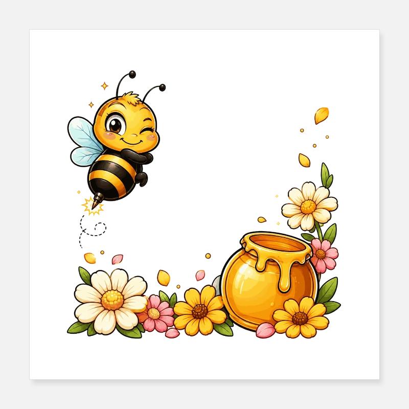Bee Honey Beekeeper Honeycomb Bee Insect Poster 16" x 16" (40x40 cm)