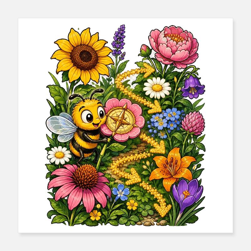 Bee Honey Beekeeper Honeycomb Insect Bee Poster 16" x 16" (40x40 cm)
