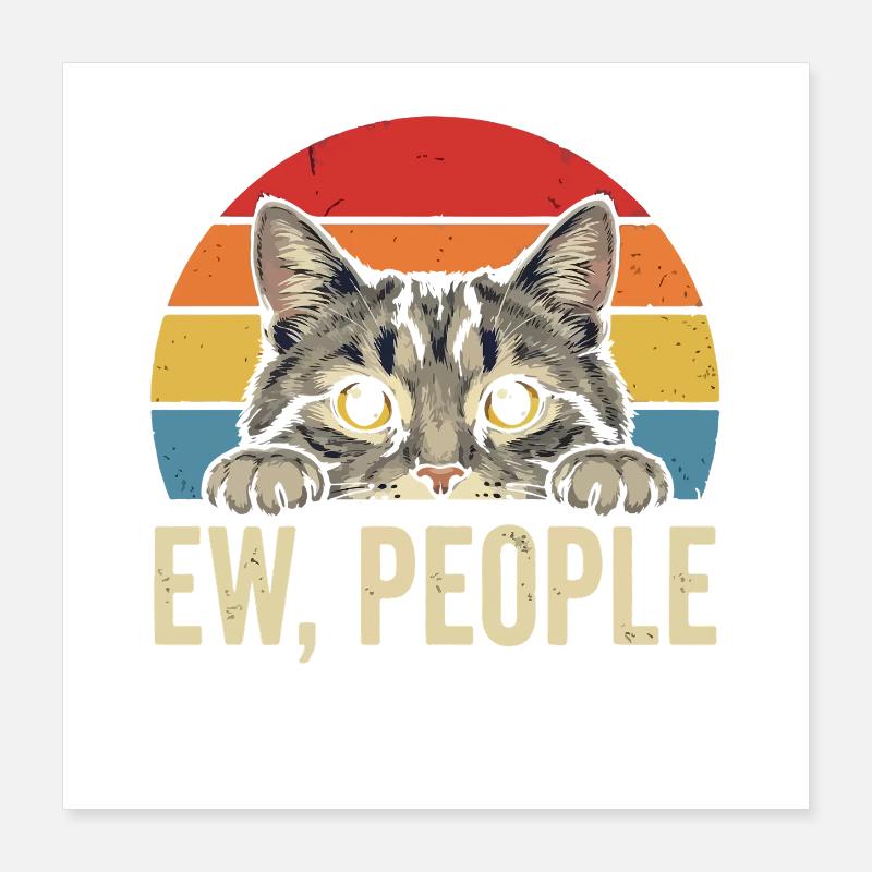 Cat View Retro Sunset Poster 16" x 16" (40x40 cm)