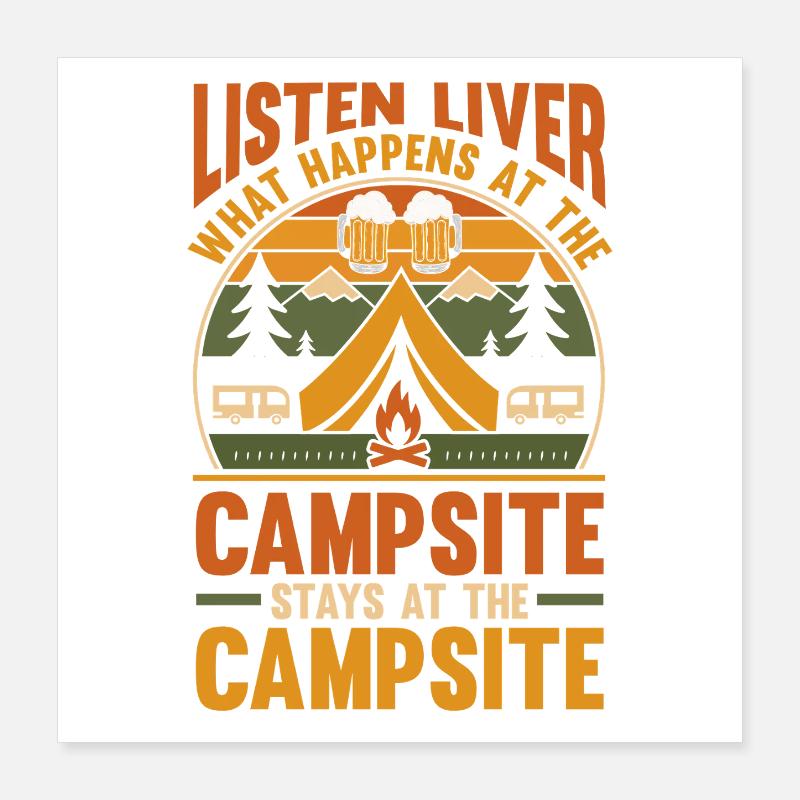 Camping Bonfire Camp Life Forest Camper Poster 40x40 cm