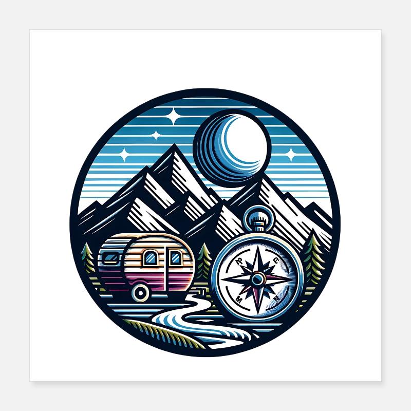 Camping Compass Poster 16" x 16" (40x40 cm)
